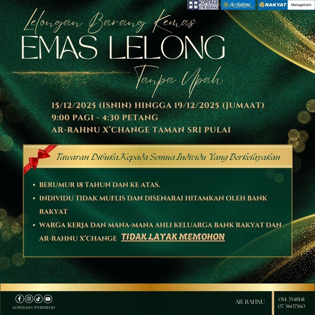 EMAS LELONGAN TANPA UPAH KINI KEMBALI LAGI!