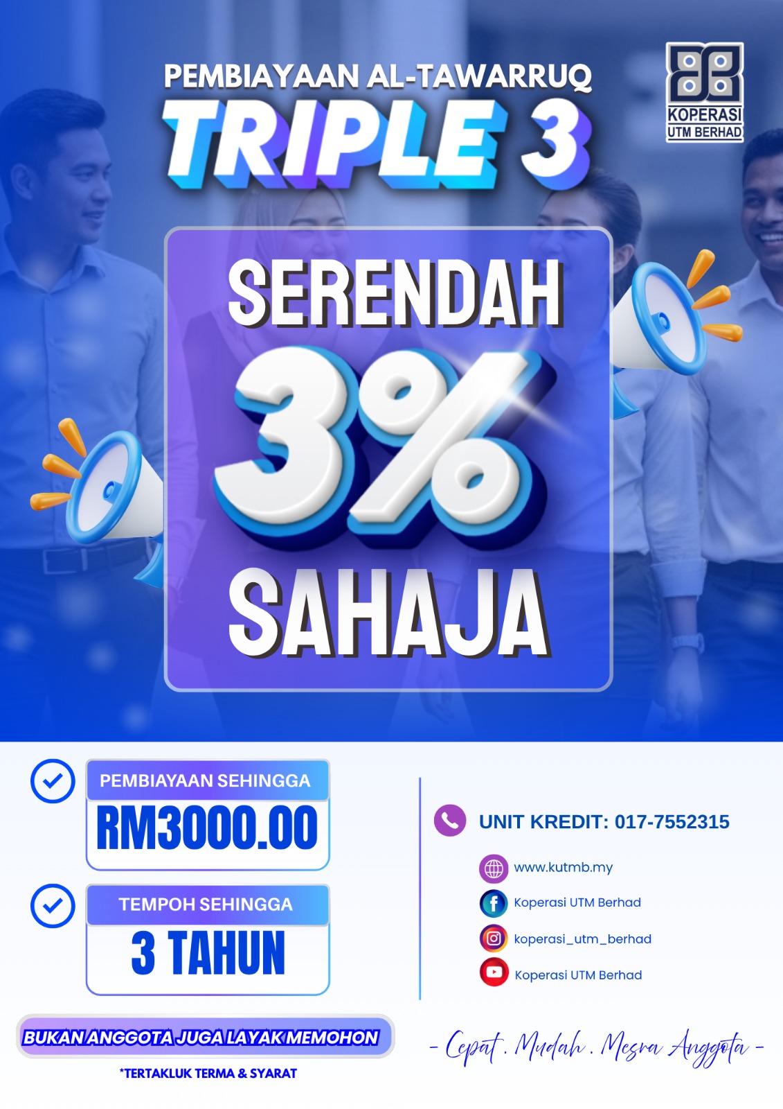 Perlukan pembiayaan segera? Kini lebih mudah dengan Pembiayaan Al-Tawarruq Triple 3!